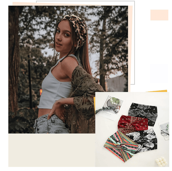 Boho Style & Paisley Print Hair Band Wide Elastic Hair Band【2PC】