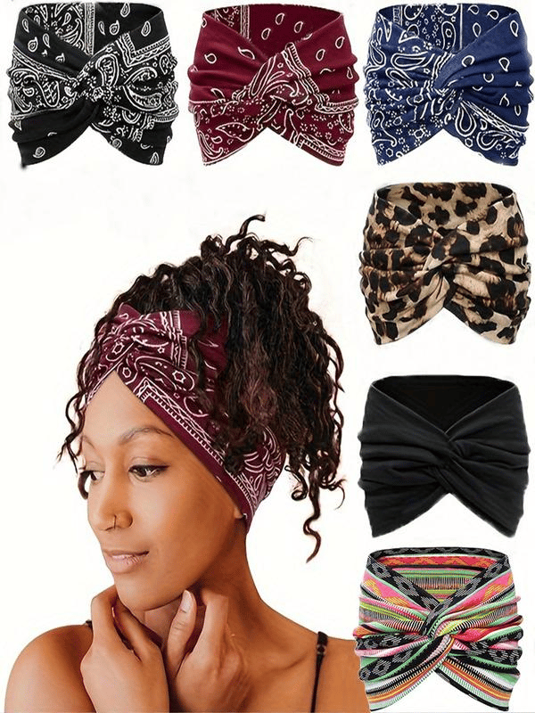 Boho Style & Paisley Print Hair Band Wide Elastic Hair Band【2PC】
